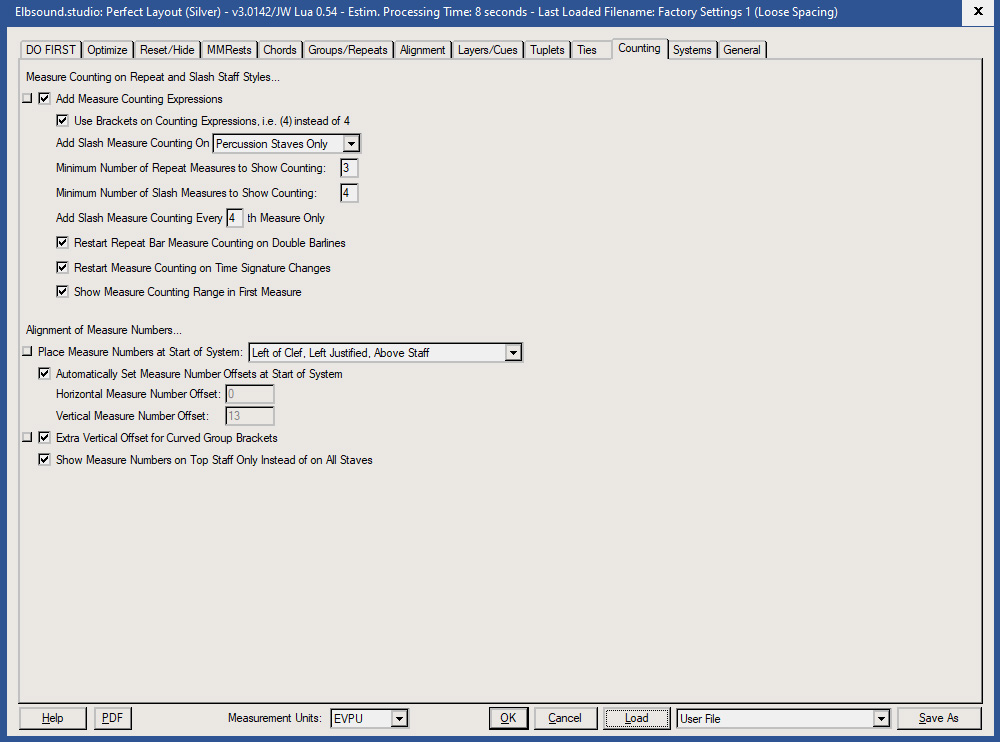 Perfect Layout: Settings Counting