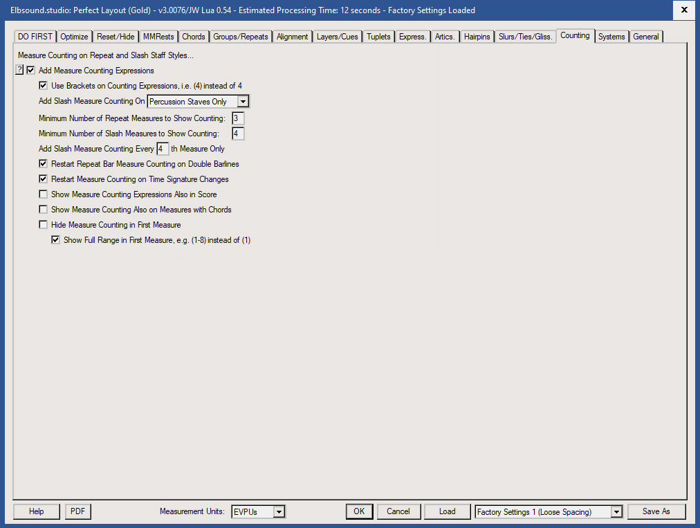 Perfect Layout: Settings Counting