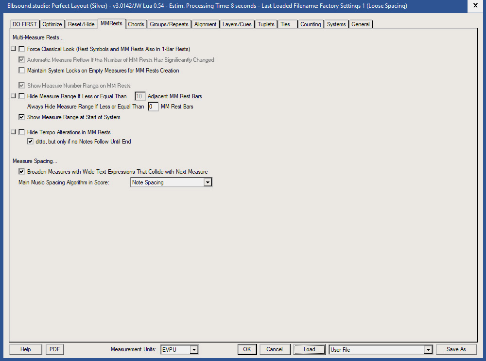 Perfect Layout: Settings Multi-Measure Rests